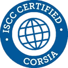 ISCC CORSIA certification badge for Byufuel SAF feedstock compliance.